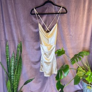 ✨Fashion Nova Nude Satin Mini Party Dress✨